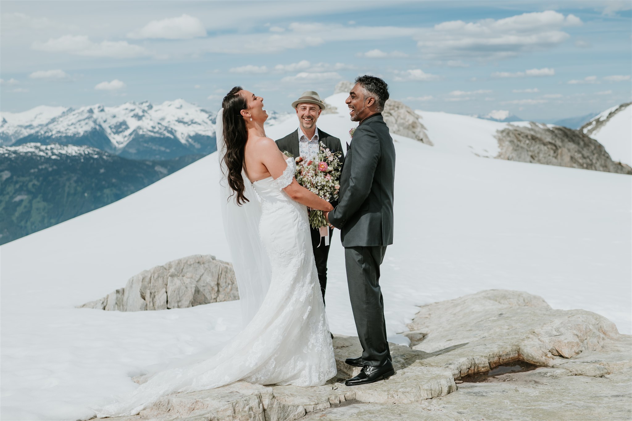 Elopement ceremony on top of Rainbow Mountain in British Columbia