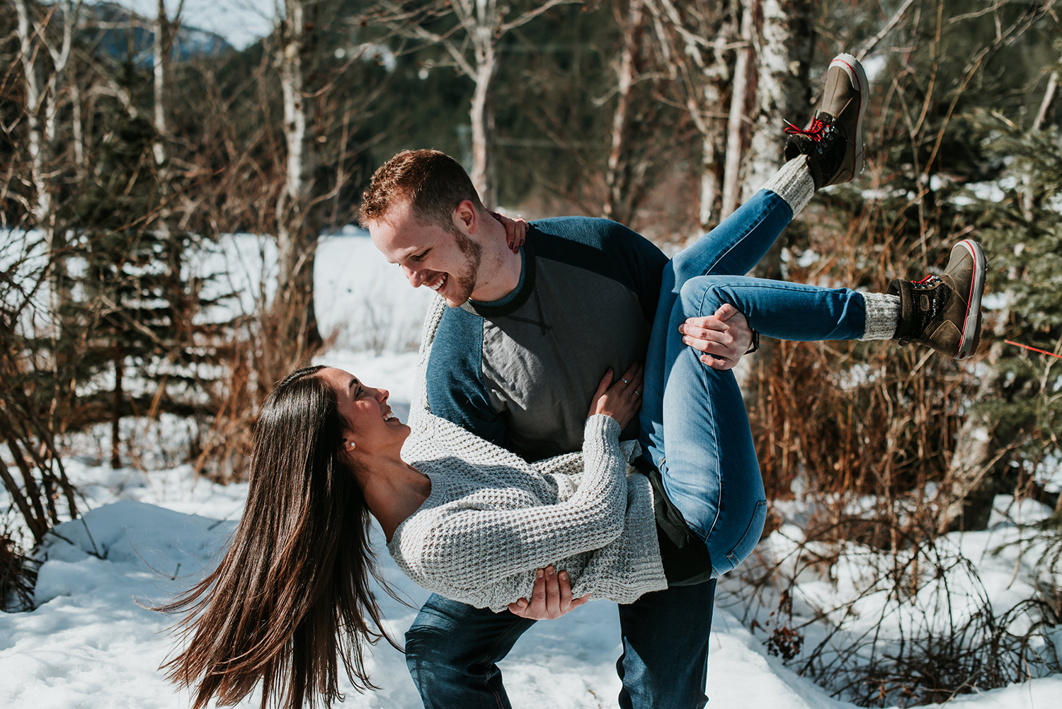 Pemberton engagement photography at One Mile Lake