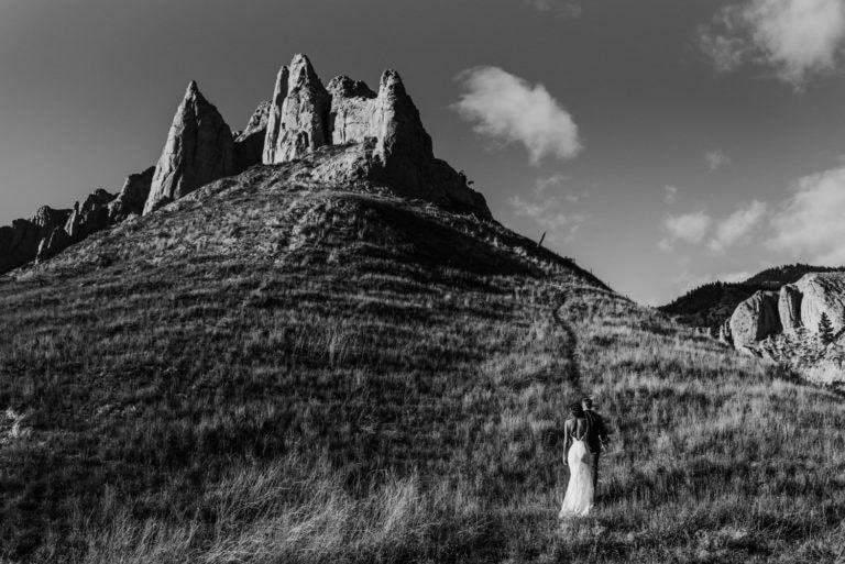 Whistler wedding photographer photographs bride and groom in Kamloops BC