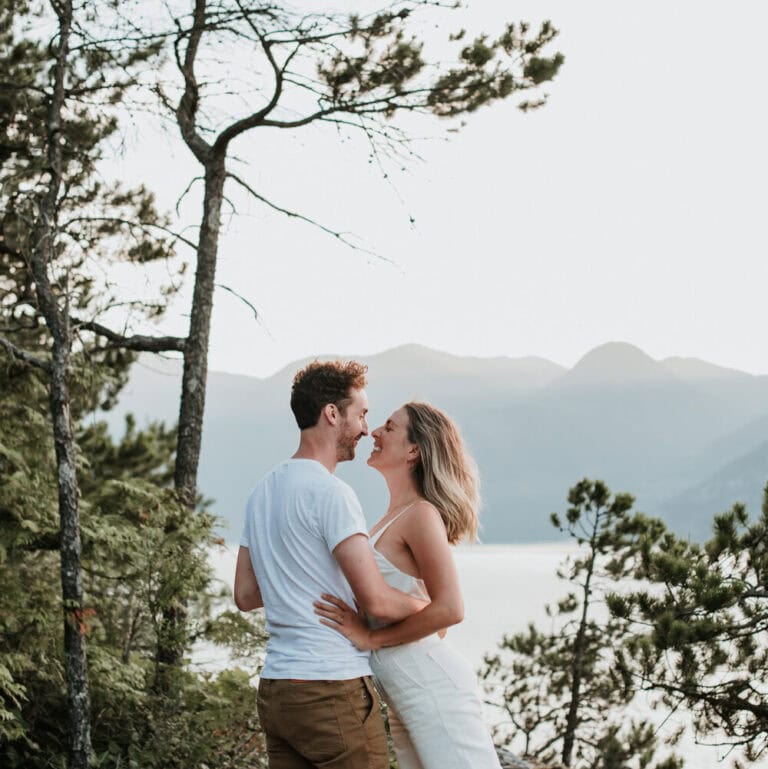 Squamish BC engagement photography with mountain views