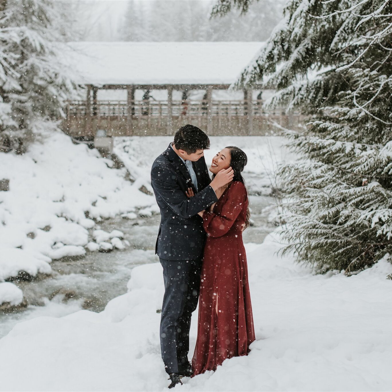 Whistler winter engagement photography at Rebagliati Park