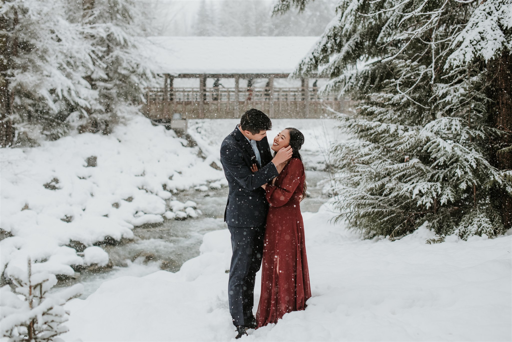 Whistler winter engagement photography in the snow