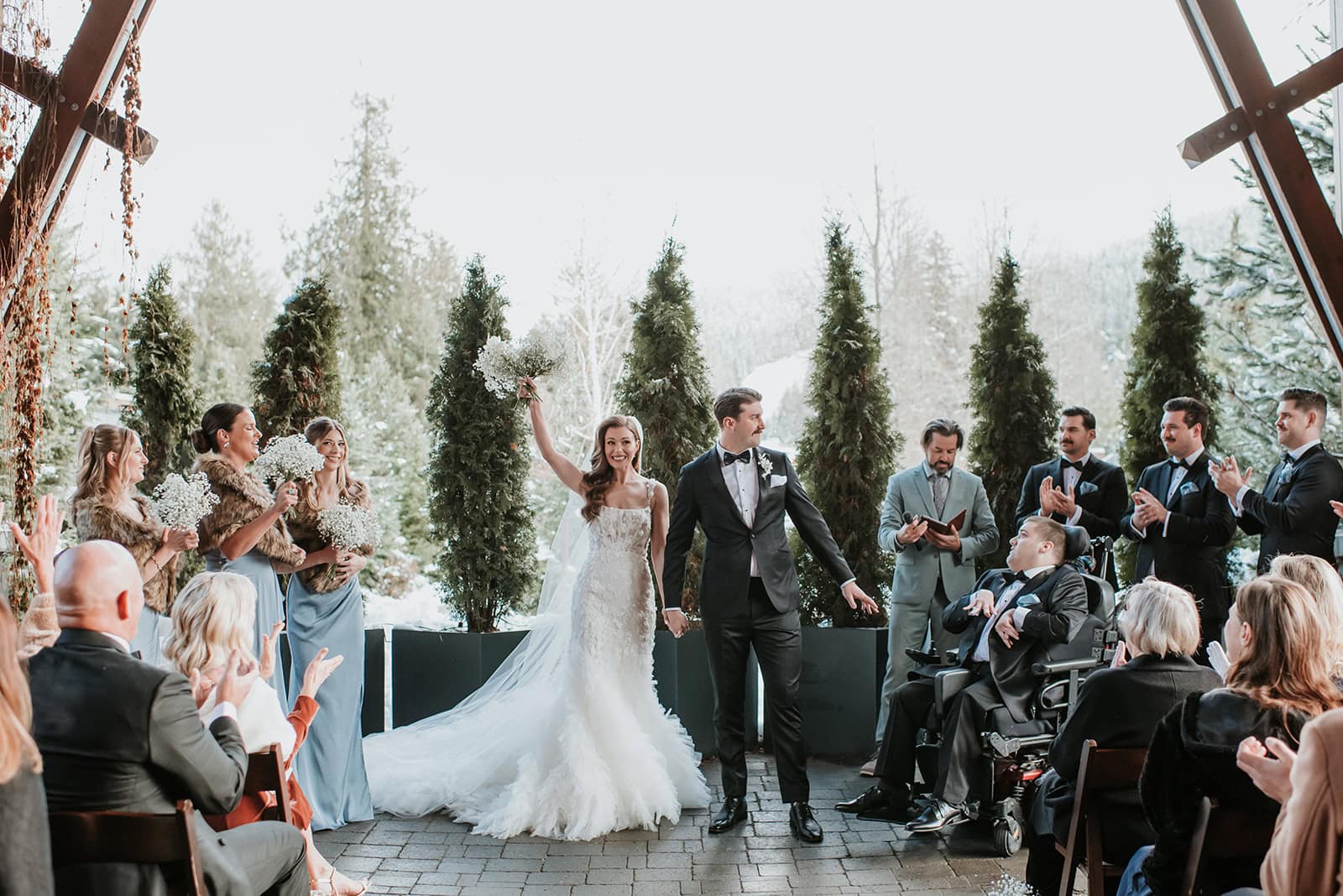 Whistler winter ceremony with Whistler mountain backdrop