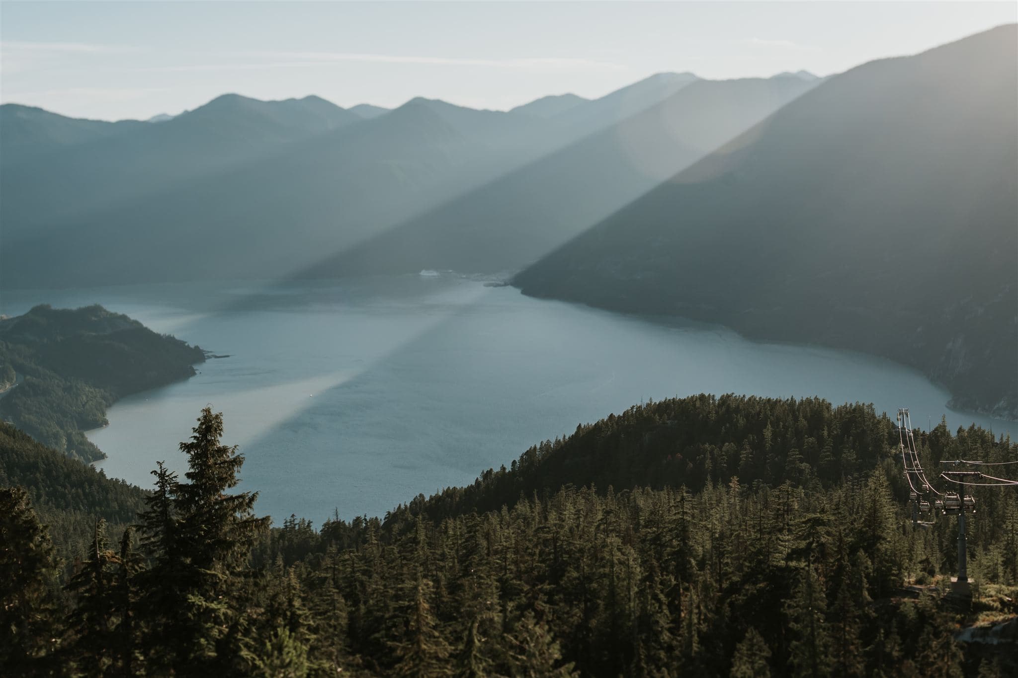 Sea to Sky Gondola is a wedding photographer Darby Magill photographs the Howe Sound from the Diamond Head Deck