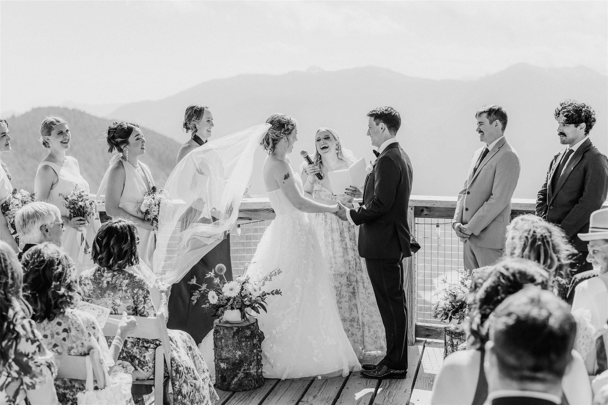 Bride and Groom say their vows at the Sea to Sky Gondola in Squamish BC